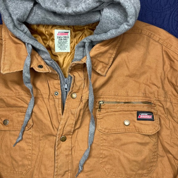Dickies 3XL/3EG Hooded Duck Canvas Work Jacket Coat Quilted Lined Brown - Picture 1 of 8
